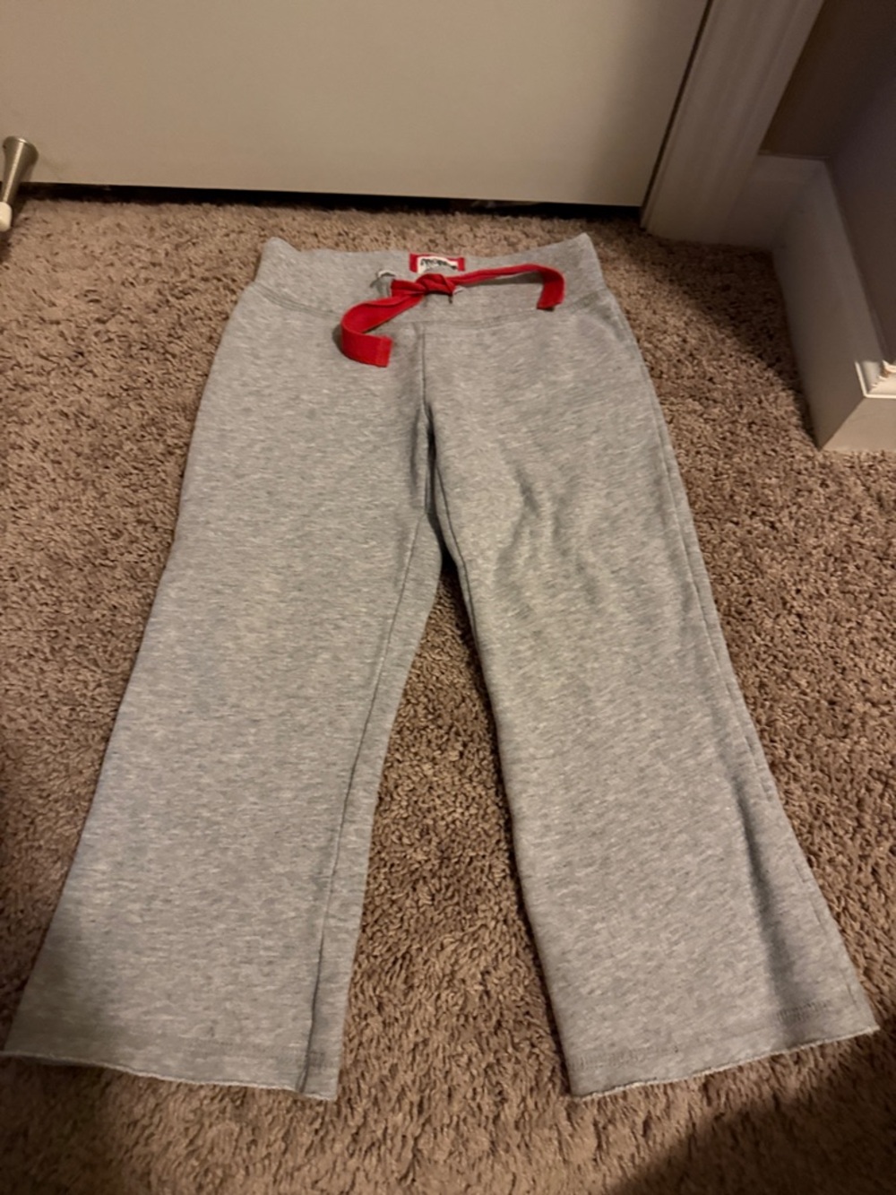 Mini Boden Gray Sweatpants with Red Drawstring